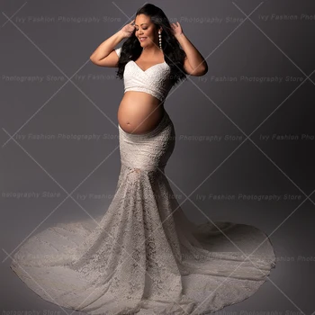 Платья для беременных, Сексуальное Элегантное эластичное кружевное платье из двух частей, платья для душа ребенка для беременных женщин