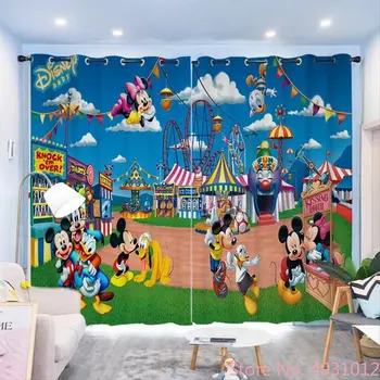 Плотные шторы Disney с Микки и Минни Маус, Детский сад, Домашняя гостиная, Балкон, Мультяшные шторы для детской спальни, Эркер