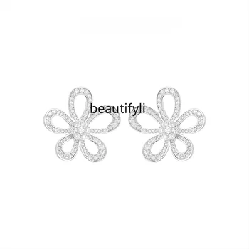 простые серьги-гвоздики yj Dignified Flowers из серебра 925 пробы с иглами Особого дизайна, универсальные серьги высокого качества