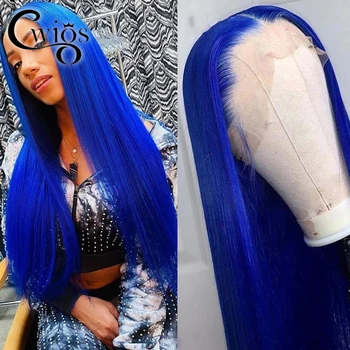Прямой парик синтетический 13X4 плотностью 180% из бывшего кружева женский парик термостойкий сапфирово-синий party queen косплей на каждый день