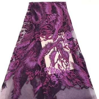 Розовая французская вышивка, хлопчатобумажная кружевная ткань, французский шнур, кружево с камнями, африканское гипюровое кружево для свадебного платья CD84