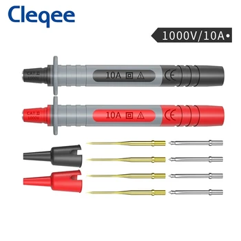 Ручка для тестирования мультиметра Cleqee P8003 со сменными позолоченными Острыми иглами диаметром 1 мм + Многоцелевая тестовая ручка с иглой толщиной 2 мм