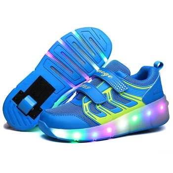 Светодиодные мигающие одноколесные светящиеся кроссовки, Светящаяся обувь для роликовых коньков для маленьких девочек и мальчиков, Модная повседневная обувь для роликовых коньков со светодиодной подсветкой