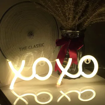 Светодиодные неоновые огни Xoxo Shape Украшение Спальни Подвесные Настенные светильники Рождественская Свадебная Композиция Освещение