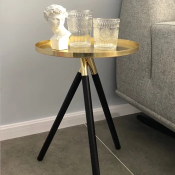 Скандинавский минималистичный креативный Золотой Круглый Чайный столик из массива Дерева Диван-стол для гостиной Столы Кофейные