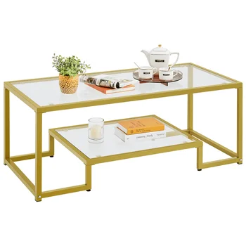 Современный Журнальный столик из закаленного стекла с металлическим каркасом для Гостиной, Золотой Чайный столик Mesas Small end table Table top End table fo