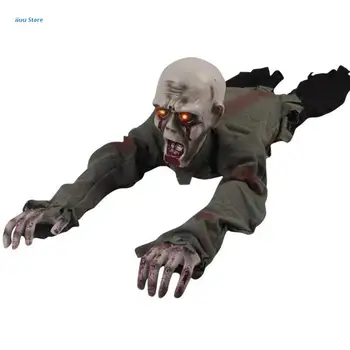 Страшный Хэллоуин, Ползающий Призрак, Электронный жуткий кровавый Зомби со светодиодной опорой для глаз