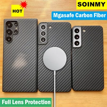 Чехол из настоящего Углеродного волокна Для Samsung S22 Ultra Magsafe Case Ультратонкий Чехол Из Арамидного Волокна Для Smasung S22 Plus S22 Protect Shell