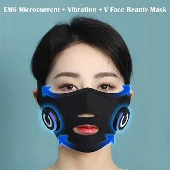 Электрическая V-образная маска для похудения лица, Массажер для щек, V-образный ремень, Двойная терапия, Лифтинг для лица, Редуктор для подбородка S9E2
